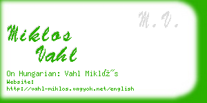 miklos vahl business card